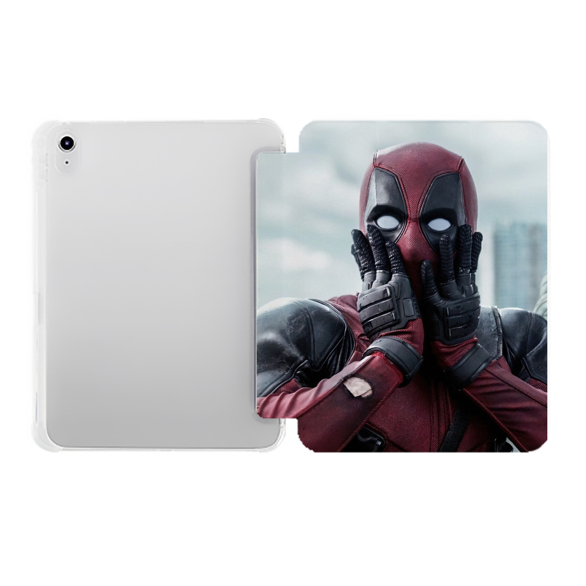 （画像用） Deadpool デッドプール IPad ケース ペン収納付き 三つ折りスタンド PUレザー×シリコン 対応機種9.5/10.5/10.9インチ